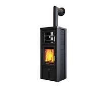 Poêle à bois Max Blank Odin BF 7,5 kW Compartiment de cuisson Parties latérales et dessus en pierre naturelle noire, sortie de fumée par le haut