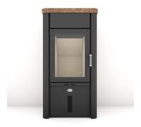 Poêle à bois Max Blank Odin S 7,5 kW Accumulateur de chaleur Parties latérales et couvercle en pierre naturelle, ardoise d'automne, y compris bloc mémoire