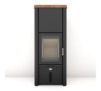 Poêle à bois Max Blank Odin SP 7,5 kW Accumulateur de chaleur Habillages latéraux et couvercle en ardoise couleur d´automne, raccord fumée dessus