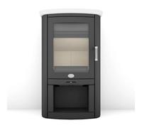 Poêle à bois Max Blank Rio S 6,5 kW Acier avec couvercle en céramique, chamois