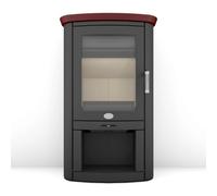 Poêle à bois Max Blank Rio S 6,5 kW Acier avec couvercle en céramique, Châtaigne