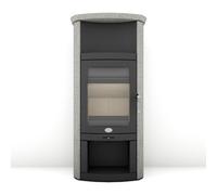Poêle à bois Max Blank Rio WF Stone 6,5 kW Panneaux latéraux et couvercle ciselés dans de la pierre naturelle grise, arrière