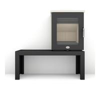 Poêle à bois Max Blank Toulon II 6,5 kW Côtés et couvercle pierre naturelle crème lisse