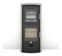 Poêle à bois Max Blank Toulouse BF 6,5 kW Compartiment de cuisson Panneaux latéraux et couvercle ciselés dans de la pierre naturelle grise