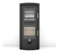 Poêle à bois Max Blank Toulouse BF 6,5 kW Compartiment de cuisson Parties latérales et couvercle en pierre naturelle lisse noir