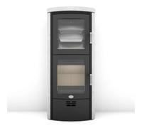 Poêle à bois Max Blank Toulouse BF 6,5 kW Compartiment de cuisson Parties latérales et couvercle en pierre naturelle sablée gris clair