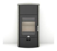 Poêle à bois Max Blank Toulouse S 6.5 kW Panneaux latéraux et couvercle ciselés dans de la pierre naturelle grise