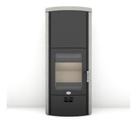 Poêle à bois Max Blank Toulouse SP 6,5 kW Accumulateur de chaleur Panneaux latéraux et couvercle ciselés dans la pierre naturelle, raccord de tuyau de fumée en haut
