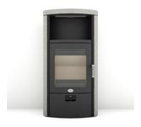 Poêle à bois Max Blank Toulouse WF 6,5 kW accumulateur de chaleur Panneaux latéraux et couvercle ciselés dans de la pierre naturelle grise, dessus