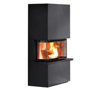 Poêle à bois Olsberg Osorno 8 kW Corps noir, revêtement latéral en acier noir