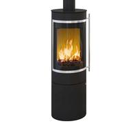Poêle à bois Olsberg Pular Plus Compact 5 kW étanche Corps noir, cadre décoratif chromé