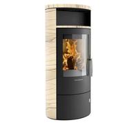 Poêle à bois Oranier Polar 7 - 2.0 | 6,5 kW Acier noir, revêtement en pierre sable