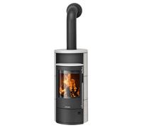 Poêle à bois Oranier Polar Neo 4 | 5 kW Acier noir, revêtement en céramique blanc soie