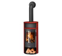 Poêle à bois Oranier Polar Neo 4 | 5 kW Acier noir, revêtement en céramique rouge paprika