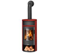 Poêle à bois Oranier Polar Neo 6 | 6,5 kW Acier noir, revêtement en céramique rouge paprika