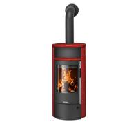 Poêle à bois Oranier Polar Neo 8 | 8 kW Acier noir, revêtement en céramique rouge paprika
