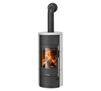 Poêle à bois Oranier Polar Neo Aqua 10 kW Hydro Acier noir, revêtement en céramique blanc soie