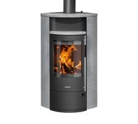 Poêle à bois Oranier Polar Neo Eck 6,5 kW Acier noir, revêtement en pierre ollaire