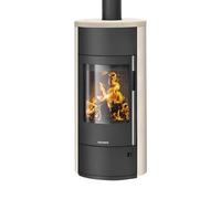 Poêle à bois Oranier Polar Neo Vantage W + | 6,5 kW accumulateur de chaleur Acier noir, revêtement en pierre calcaire crème