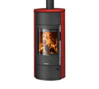 Poêle à bois Oranier Polar Neo W + | 8 kW accumulateur de chaleur Acier noir, revêtement en céramique rouge paprika