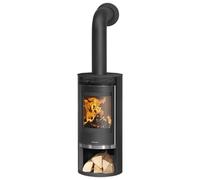 Poêle à bois Oranier Rota 2.0 | 5,5 kW Acier noir, dessus acier noir, porte en fonte
