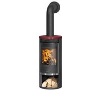 Poêle à bois Oranier Rota 2.0 | 5,5 kW Acier noir, dessus céramique rouge bordeaux
