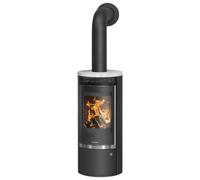 Poêle à bois Oranier Rota Top 2.0 | 5,5 kW Acier noir, dessus céramique blanc soyeux