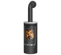 Poêle à bois Oranier Rota Top 2.0 | 5,5 kW Acier noir, dessus pierre ollaire