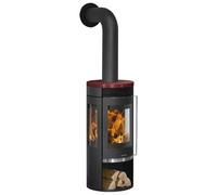 Poêle à bois Oranier Rota Tre 2.0 | 5,5 kW Acier noir, dessus céramique rouge bordeaux