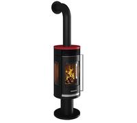 Poêle à bois Oranier Rota Twist 5,5 kW Acier noir, dessus céramique rouge bordeaux
