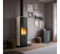 Poêle à bois PALAZZETTI Eva S 7 kW avec accumulation de chaleur Revêtement en céramique blanc