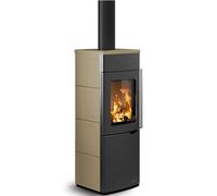 Poêle à bois Palazzetti Eva S 7 kW Revêtement en céramique café au lait