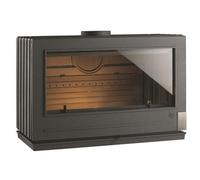Poêle à bois PRESTON - 12 kW - Rdt: 75% - B. 80 cm - 100% fonte - Anthracite