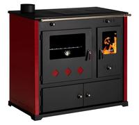 Poele a bois PROMETEY Practik Lux Bordo Left 9 4 kW avec four sortie 130 mm