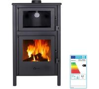 Poêle à bois QUARTZ 9 kW avec four intégré - Rendement 78 % - Chauffe 210 m³ - Acier et vermiculite - Sortie 120 mm