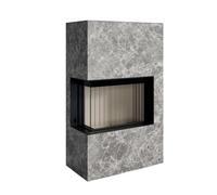 Poêle à bois Spartherm Citrin 2L 7,9 kW En fonction de l'air ambiant, revêtement en pierre ollaire, Raccordement du tuyau de fumée arrière (AH), Eckbündig
