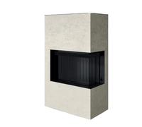 Poêle à bois Spartherm Citrin 2R 7,9 kW Indépendant de l'air ambiant, revêtement en calcaire Porto Blanco, Raccordement du tuyau de fumée arrière (AH), Wandmodell