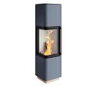 Poêle à bois Spartherm Cubo L style 5,9 kW Dépendent de l'air ambiant / RLA, Revêtement Bleu gris