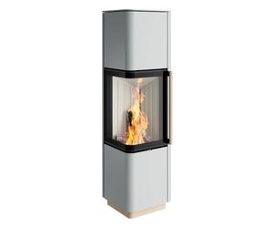 Poêle à bois Spartherm Cubo L style 5,9 kW Dépendent de l'air ambiant / RLA, Revêtement Gris clair