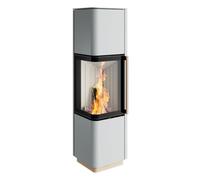 Poêle à bois Spartherm Cubo L style 5,9 kW Indépendant de l'air ambiant / RLU, Revêtement Gris clair