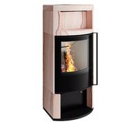 Poêle à bois Spartherm Moro 5 kW En fonction de l'air ambiant, revêtement en grès Sahara