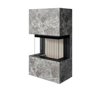 Poêle à bois Spartherm Opal 7,5 kW En fonction de l'air ambiant, revêtement en pierre ollaire, Raccordement du tuyau de fumée en haut (AO), Freistehend