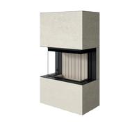 Poêle à bois Spartherm Opal 7,5 kW Indépendant de l'air ambiant, revêtement en calcaire Porto Blanco, Raccordement du tuyau de fumée en haut (AO), Freistehend