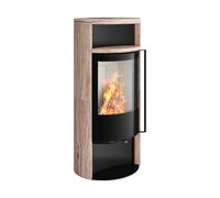 Poêle à bois Spartherm Sino L 5,9 kW étanche, Façade en acier noir, revêtement en grès du Sahara