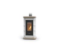 poêle à bois thermorossi saint moritz evo wood maiolica blanc taupe