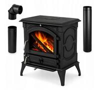 Poêle à bois THUNDER WESTA 17 kW Fonte noire Kit avec tuyaux
