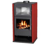 Poele a bois VICTORIA Regina F rouge avec four 8 65 kW sortie 150 mm
