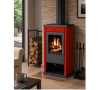 Poele a bois VICTORIA Vanessa Lux rouge 7 52 kW sortie 150 mm