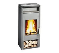 Poêle à bois Wamsler Fulgor 6 kW gris fonte/chaleur étagère pierre naturelle