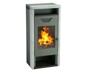 Poêle à bois Wamsler Logi 6 kW gris fonte/pierre naturelle